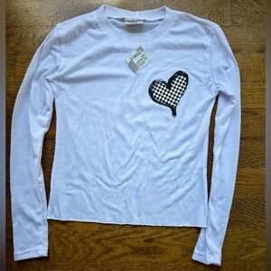 Firehouse XXS white long sleeve shirt with checkered heart NWT (fits 4-5)